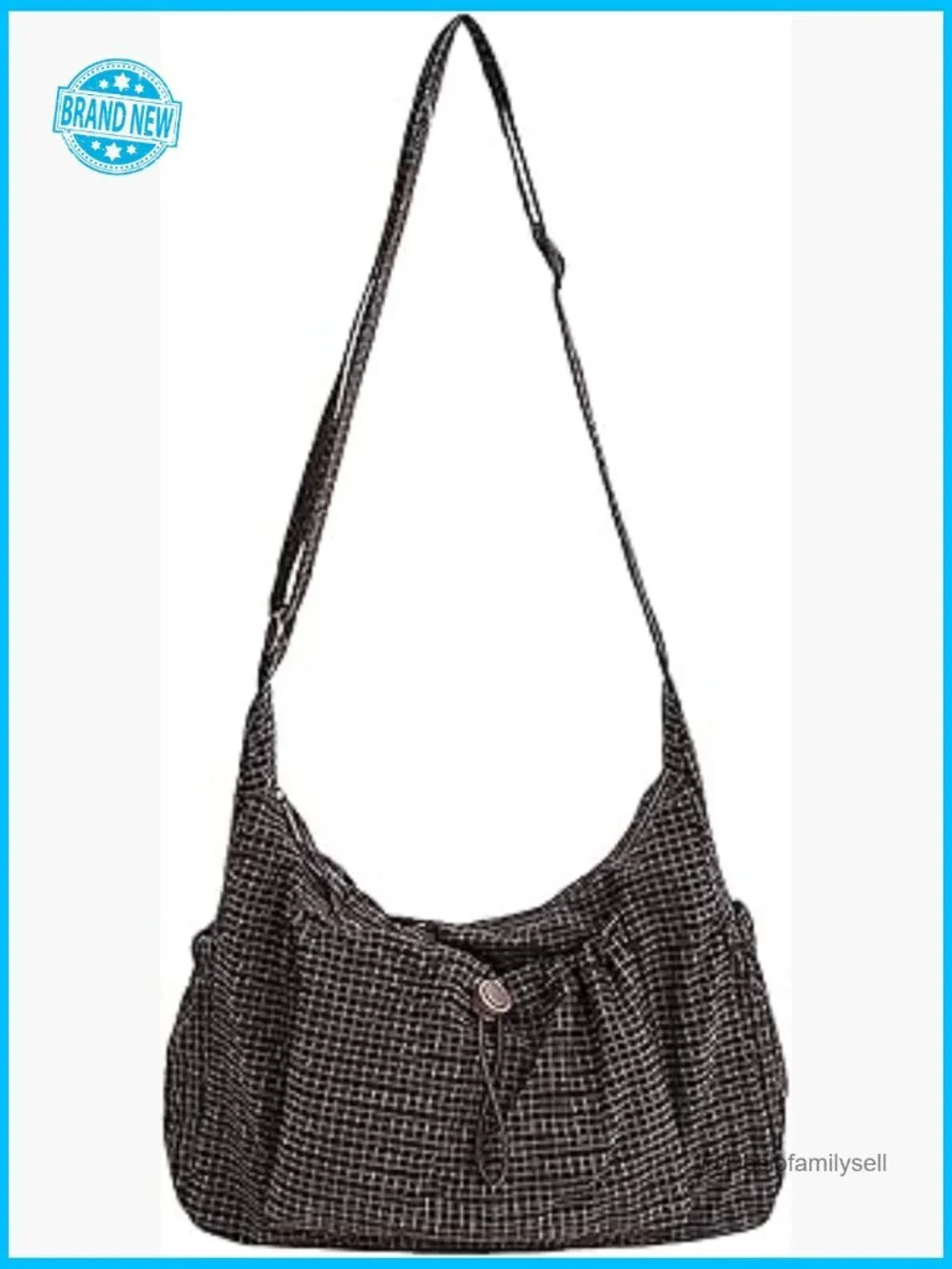 Plaid Hobo Crossbody Bag Lightweight Nylon Casual Commuting Shoulder Purse